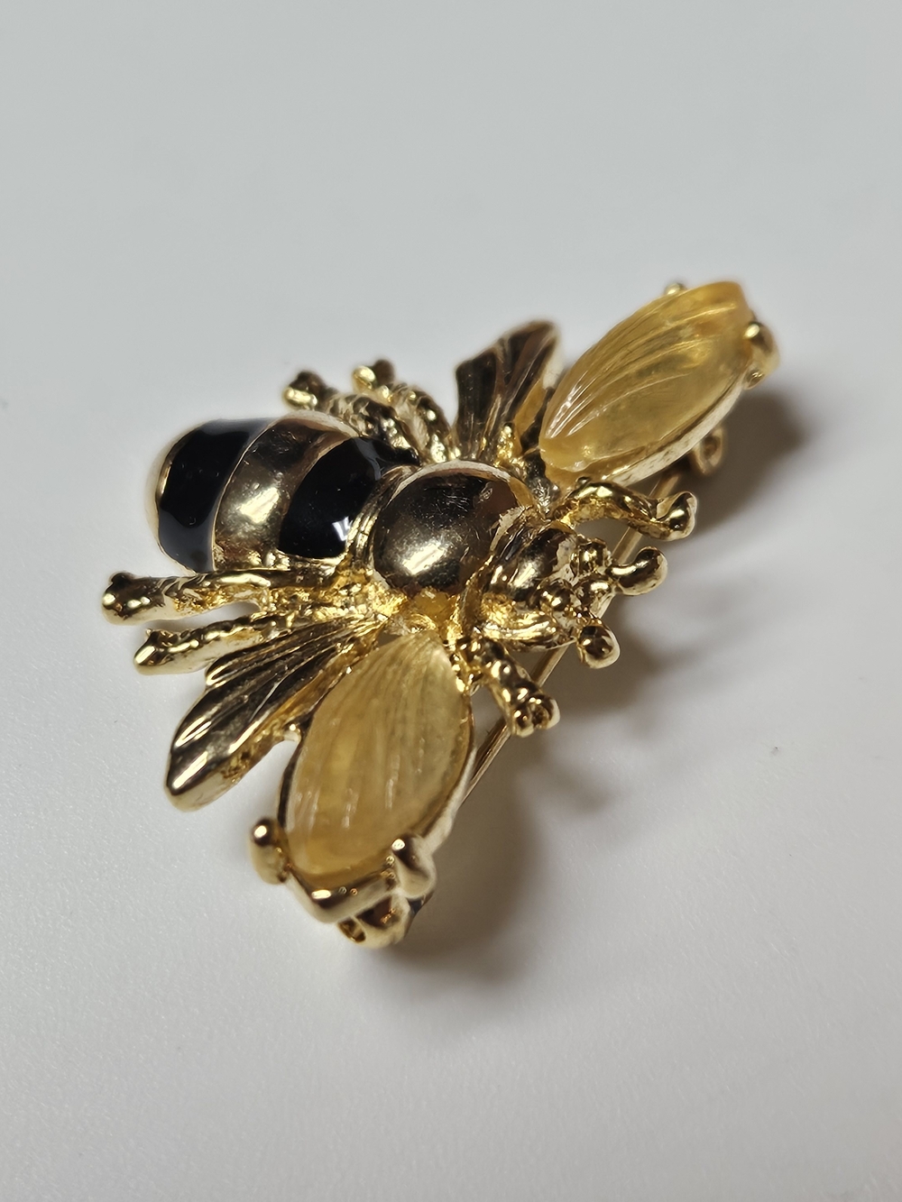 Napier Gold and Black Bee Pin Brooch - Picture 3 of 6